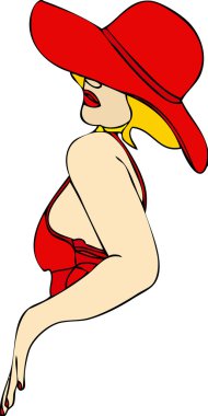 Kırmızı şapkalı seksi kadın