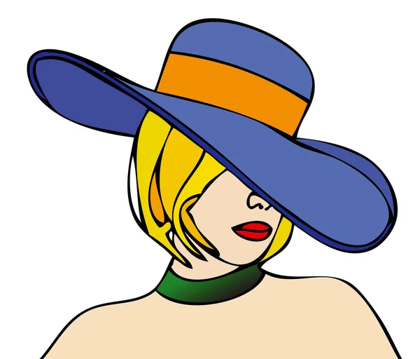 Портрет женщины в голубой шляпе — стоковое фото
