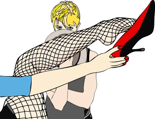 iğfal - kapalı topuklu ayakkabıyla giren bir kadının önünde bir adam gücünü