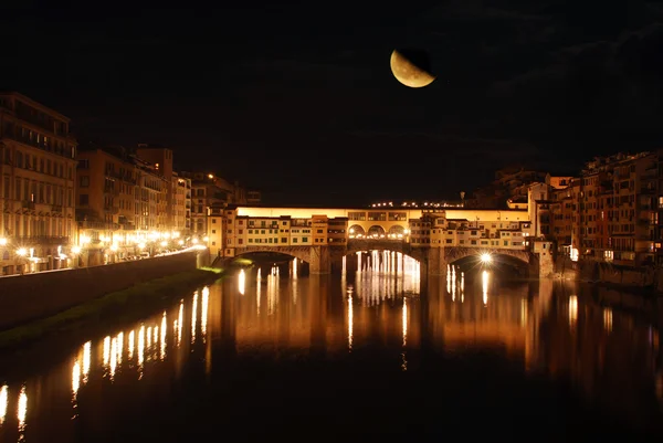 In Florence, on a night with a full moon - Florence - Tuscany - — Stock Photo, Image