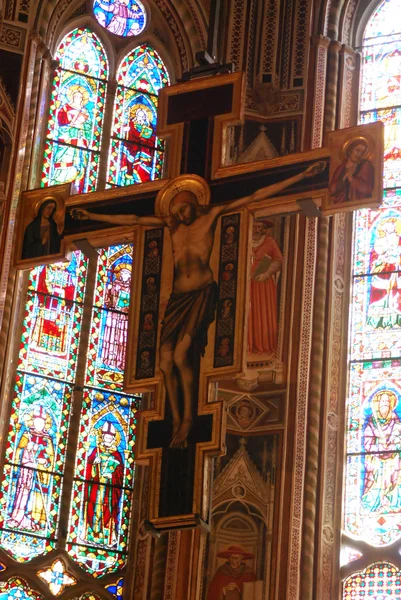 Os afrescos na Igreja de Santa Croce em Florença-Toscana-It — Fotografia de Stock