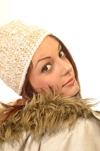 Eine Frau in Winterkleidung — Stockfoto