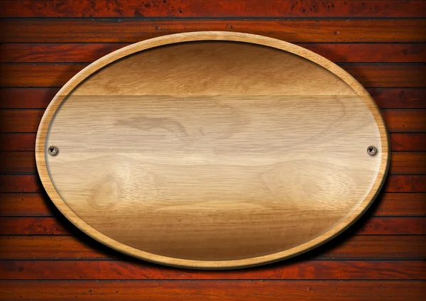 Oval Wood Board on Wall — Stock Photo, Image