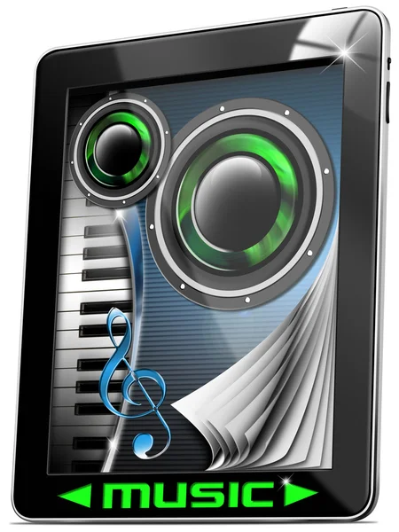 Musik-Tablet-Computer mit Seiten — Stockfoto