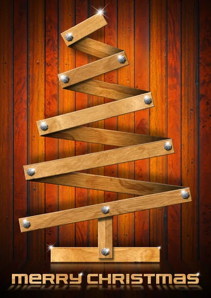 Ξύλινα και στυλιζαρισμένο χριστουγεννιάτικο δέντρο — Φωτογραφία Αρχείου