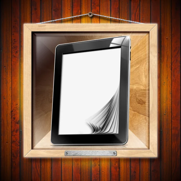 Concepto de Biblioteca Moderna - Tablet computer with pages — Foto de Stock