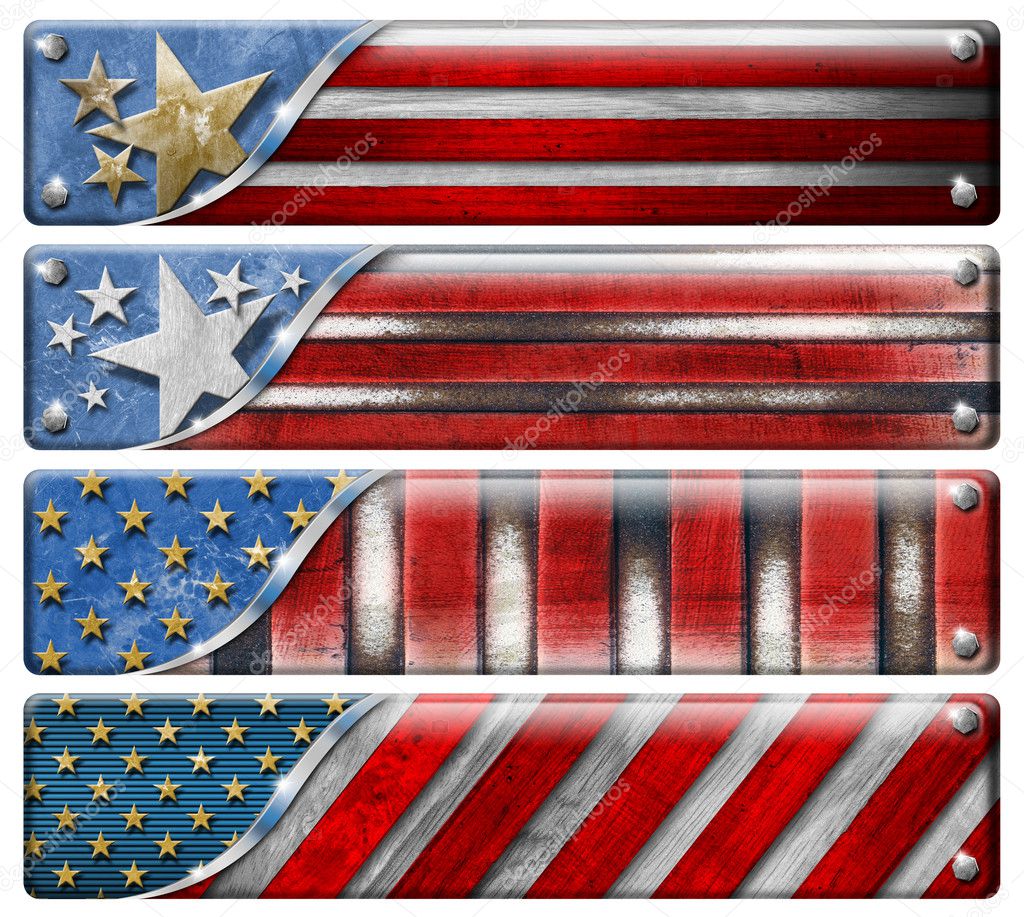 Set of USA Grunge Flags