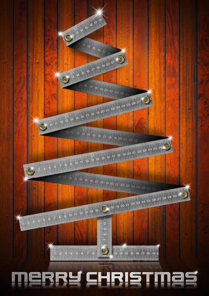 Kovové skládací pravidla vánoční strom — Stock fotografie