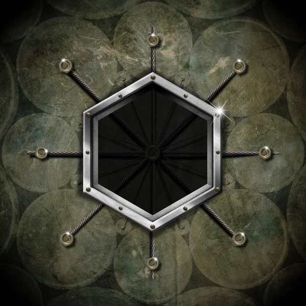 Hexagonal Frame on the Grunge Wall - circles — Stock Photo, Image