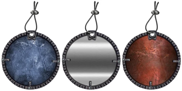 Conjunto de Grunge Circular Metal Tags - 3 itens — Fotografia de Stock