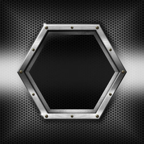 Plantilla de metal hexagonal con marco de metal hexagonal — Foto de Stock