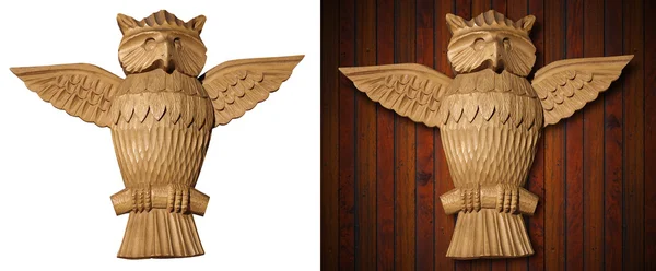 Owl - Wooden Sculpture Hand Carved — Stock Photo, Image