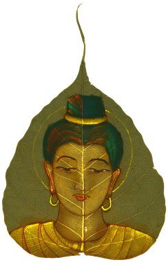 genç kadın peepal yaprağı - boyama
