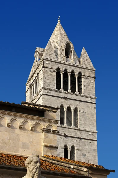 钟塔的卡拉拉大教堂十二世纪-意大利 — 图库照片