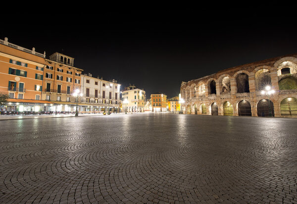 Piazza Bra and Arena by Night - Verona Italy