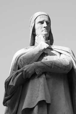 Statua of Dante - Black and White clipart