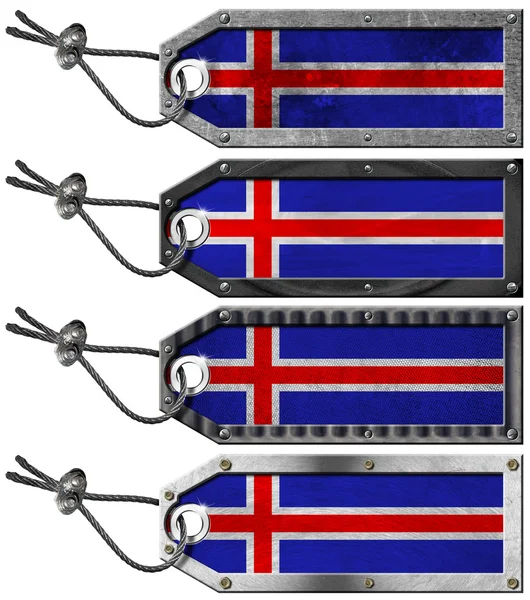 Islandia flagi zestaw tagów metal nieczysty — Zdjęcie stockowe