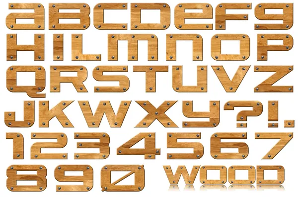 Grunge 木制字母和数字 — 图库照片