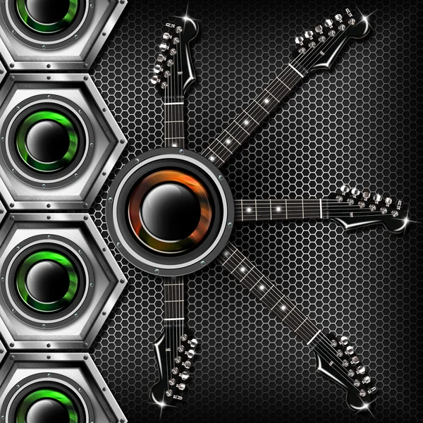 Woofer y Hexagones de Guitarra Fondo — Foto de Stock