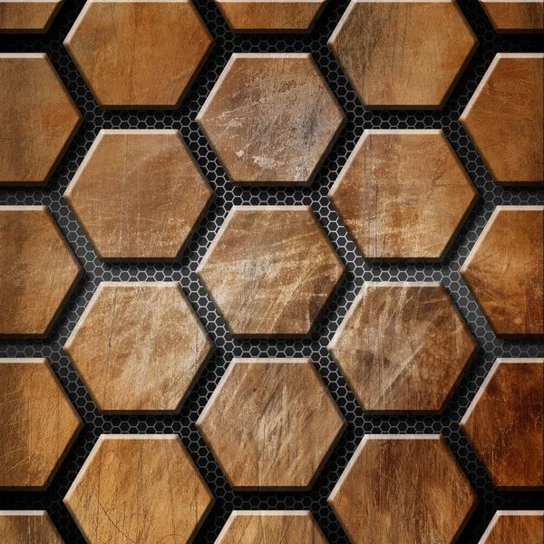 Brun grunge bakgrund med hexagoner — Stockfoto