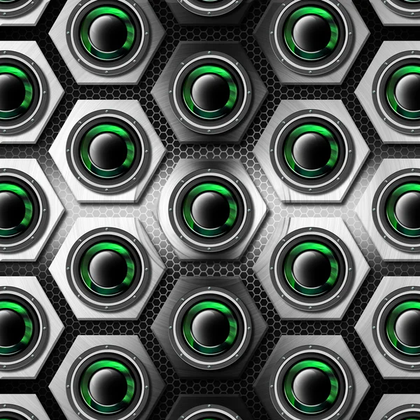 Metal Background with Hexagons and Woofers — Stock Photo, Image