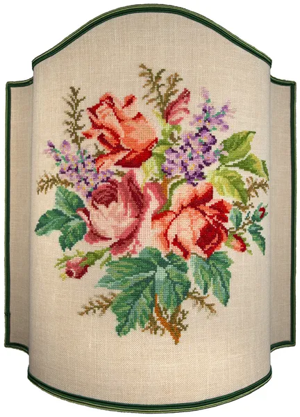 Bordado Vintage - Flores e folhas de rosas — Fotografia de Stock