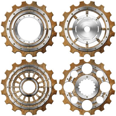 beyaz zemin üzerine Grunge metal Dişliler