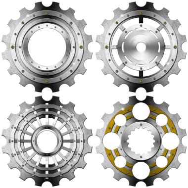 beyaz zemin üzerine metal Dişliler