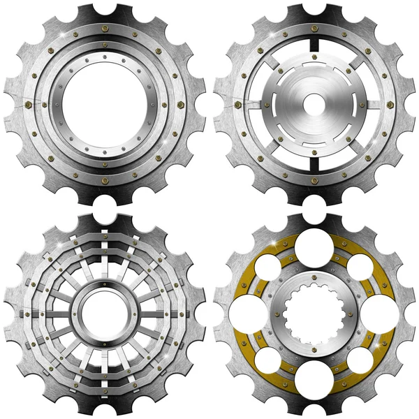 Металеві шестерні на білому тлі — стокове фото