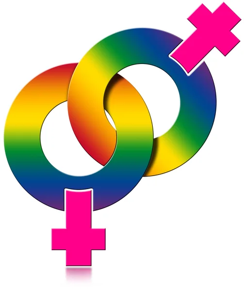 Homosexuella kvinnliga rainbow färgad symbol — Stockfoto