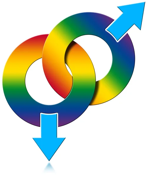 Homosexuell männlich Regenbogen farbiges Symbol — Stockfoto