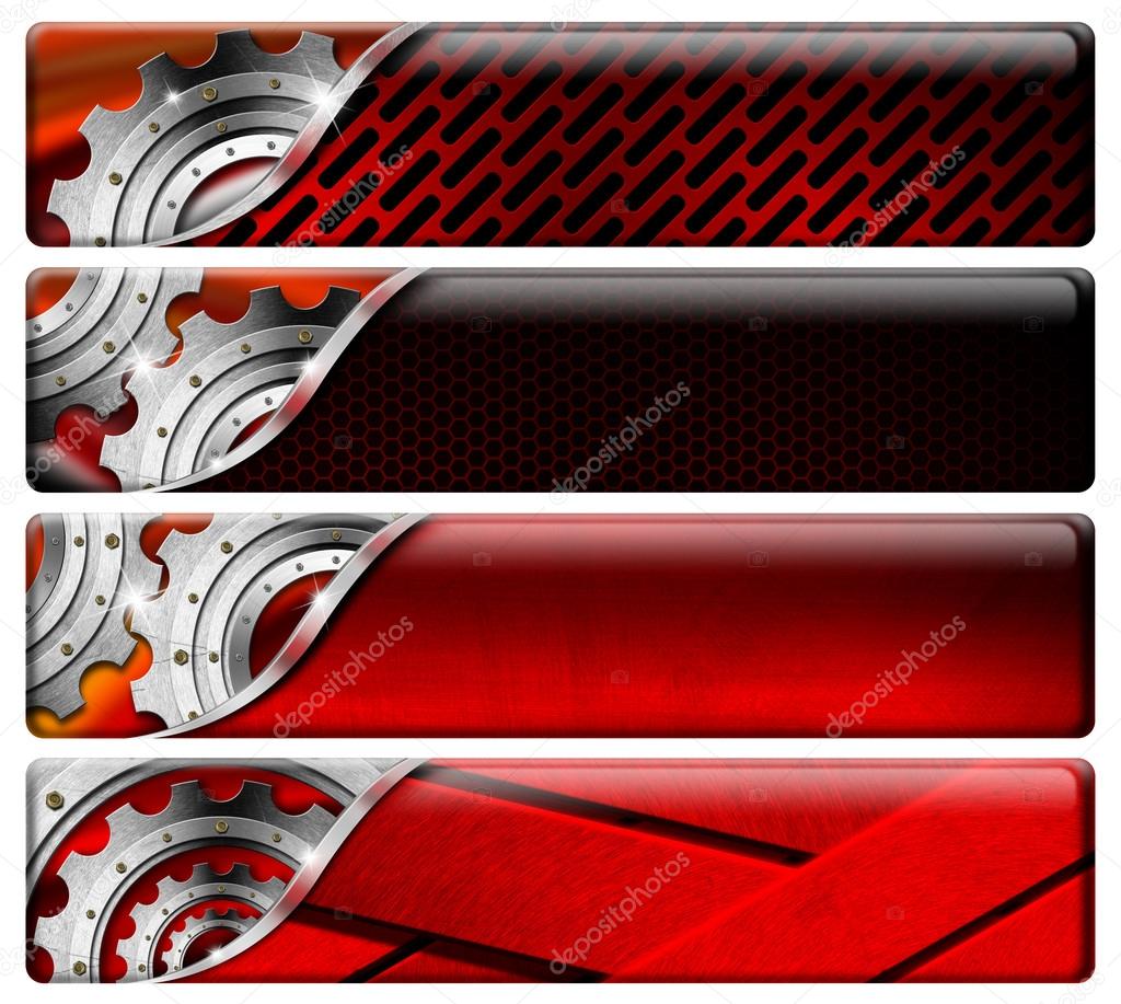 Four Industrial Red and Metal Headers Stock Photo by ©catalby 25147855
