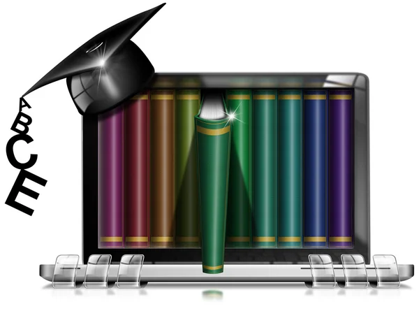 Tablet Bookcase Chapéu de Graduação — Fotografia de Stock