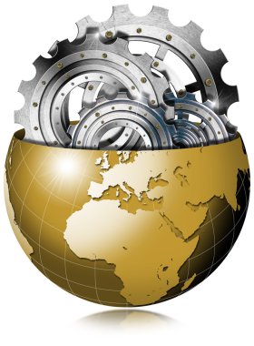 Altın Dünya küre ile metal Dişliler