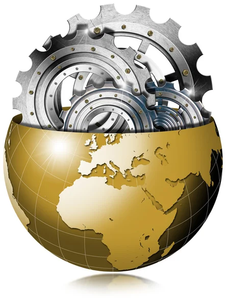 Altın Dünya küre ile metal Dişliler