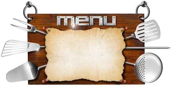Szyld drewniany menu — Zdjęcie stockowe