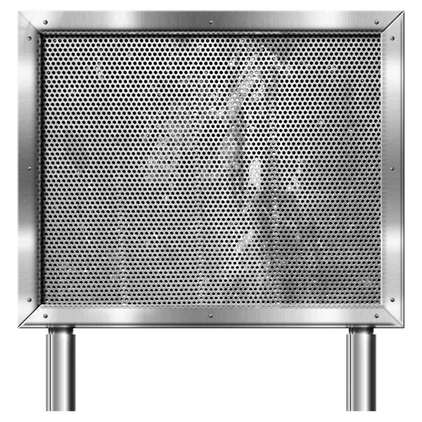 Chrome Billboard with Metal Grid — Stock Photo, Image