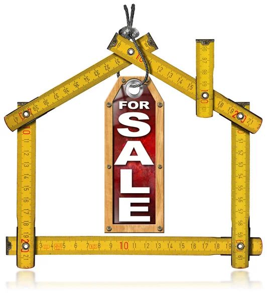 Haus zum Verkauf - Werkzeug für Holzzähler — Stockfoto