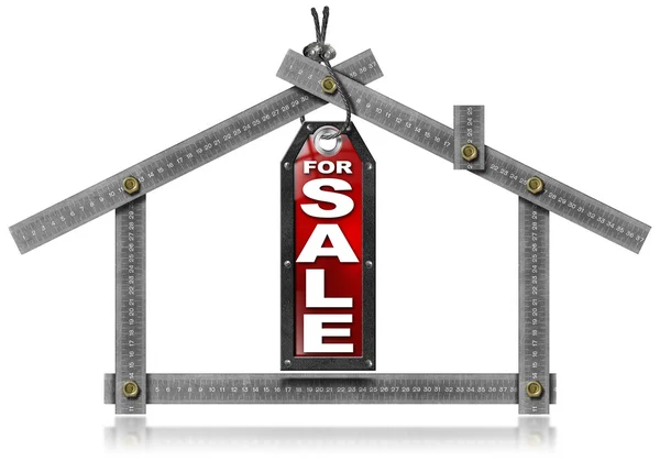 Huis for sale - metalen meter gereedschap — Stockfoto