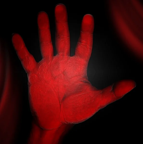 Horror - Mano rossa — Foto Stock