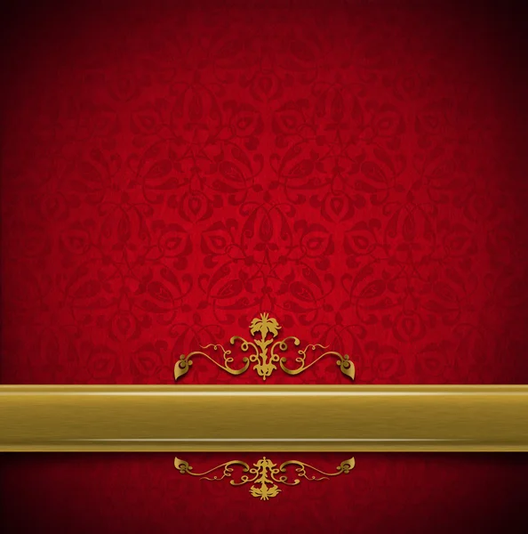 Fondo de terciopelo rojo y dorado floral de lujo — Foto de Stock