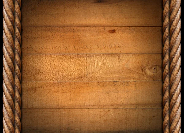 Vieux Grungy planches et cordes en bois — Photo