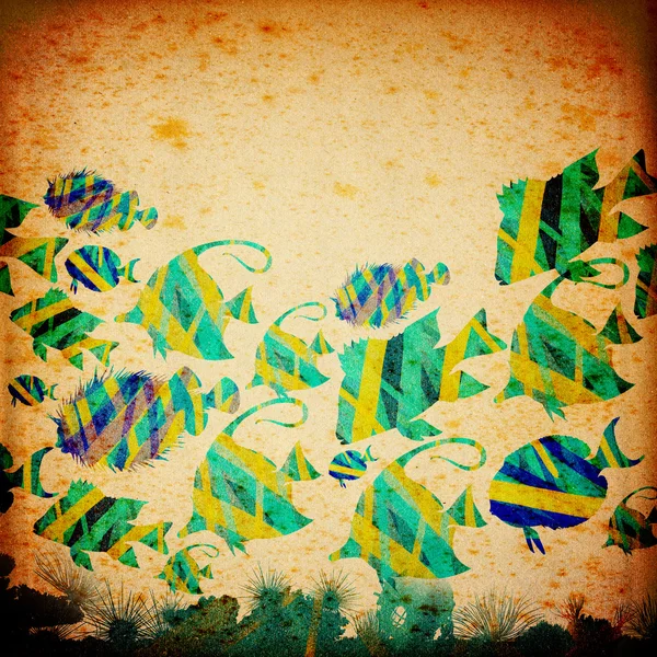 Stiliserad fisk papper bakgrund — Stockfoto