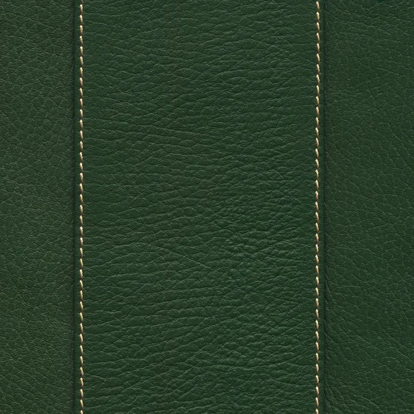 Green Leather with Seams and Edges — Stock Photo, Image