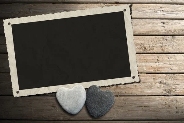 Photo Frame on Wooden Boardwalk with Sand — Stock Photo, Image