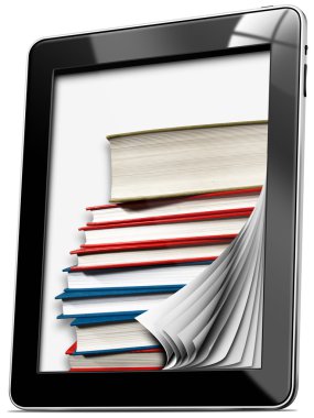 tablet bilgisayar sayfaları ve kitaplar