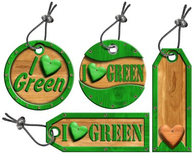 Yeşil Ahşap Etiketler - 4 bileşen aşk