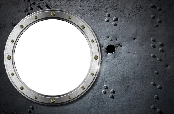 Metal Porthole on Grunge Background — Stock Photo, Image