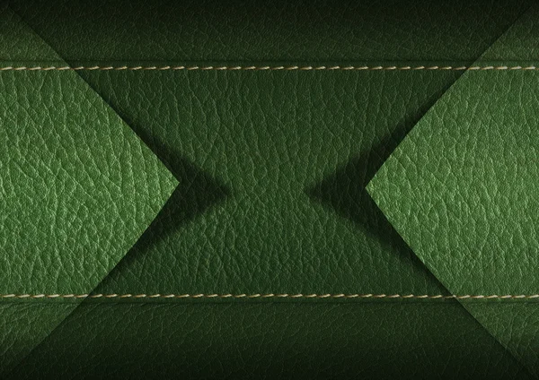 Green Leather with Seams and Edges — Stock Photo, Image