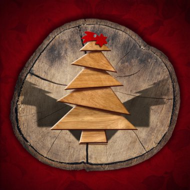 ahşap ve stilize Noel ağacı